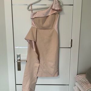 One-Shoulder Blush Pink Cocktail Dress